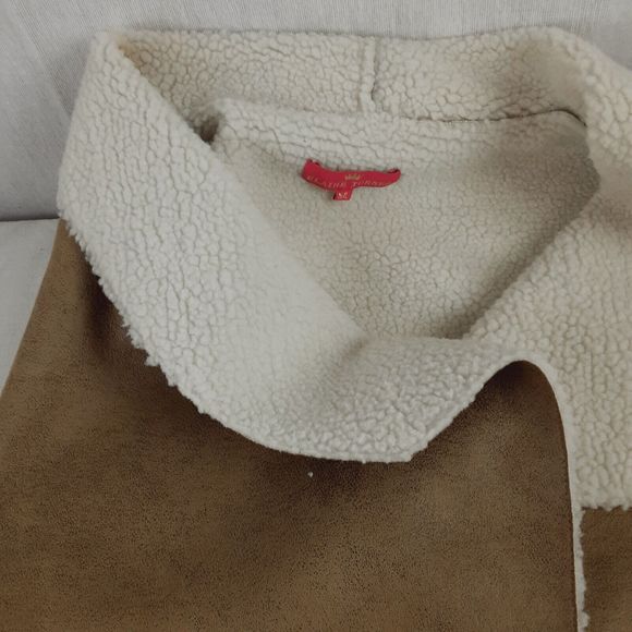 Elaine Turner Womens Sleeveless Faux Suede Leather Open Vest Size M/L Shearling - Picture 5 of 16